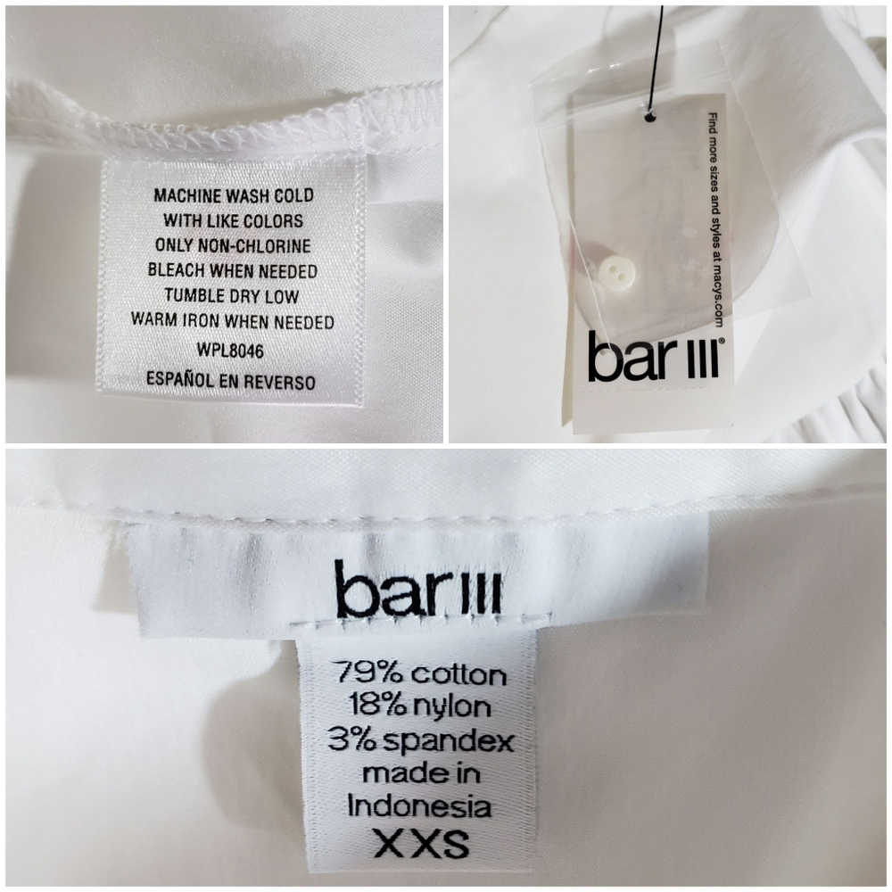 Bar III Blouse Cold Shoulder White - Picture 8 of 8